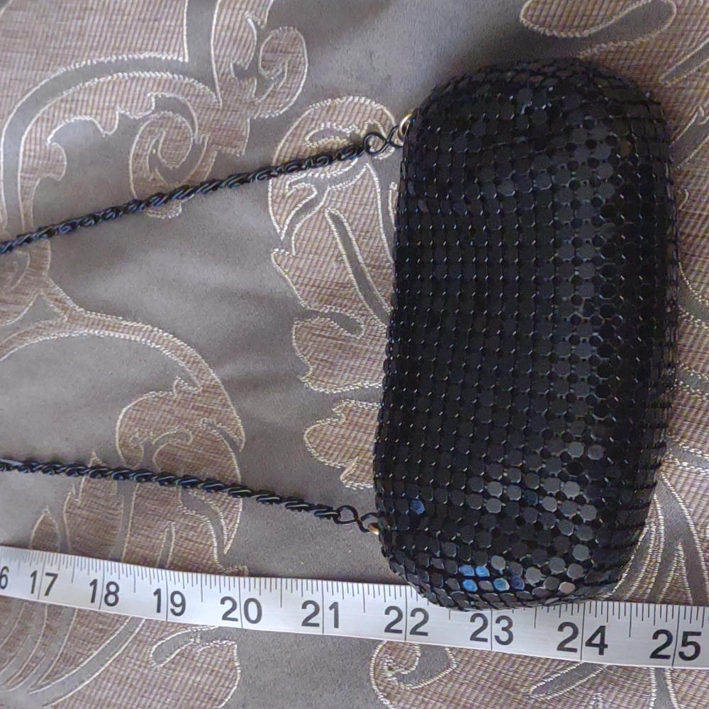 Y& S mini black evening purse with mini black hexagon shapes